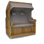 Strandkorb XXL Teak Bonn Karo taupe braun