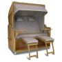 Strandkorb XXL Teak Bonn Karo taupe braun