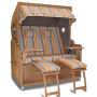 Strandkorb XXL Teak Nürnberg Streifen taupe beige orange Bullaugen