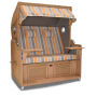 Strandkorb XXL Teak Nürnberg Streifen taupe beige orange Bullaugen