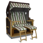 Strandkorb XL Teak Bremen Streifen grün taupe Bulaugen