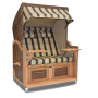 Strandkorb XL Teak Berlin Karo schwarz beige