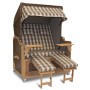 Strandkorb Teak XXL Lüneburg Karo taupe (ACHTUNG: Abbildung abweichend, hier Modell XL-130)