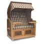 Strandkorb Teak XXL Lüneburg Karo taupe (ACHTUNG: Abbildung abweichend, hier Modell XL-130)