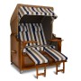 Strandkorb XXL Mahagoni Bremen blau taupe (ACHTUNG: Abbildung abweichend, hier Modell XL-130)