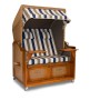Strandkorb XXL Mahagoni Bremen blau taupe (ACHTUNG: Abbildung abweichend, hier Modell XL-130)