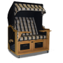 Strandkorb XXL Teak Berlin Karo schwarz beige (ACHTUNG: Abbildung abweichend, hier Modell XL-130)