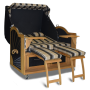 Strandkorb XXL Teak Berlin Karo schwarz beige (ACHTUNG: Abbildung abweichend, hier Modell XL-130)