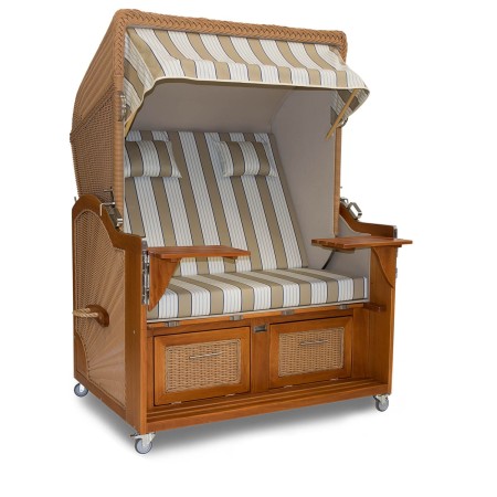 Strandkorb XXL Mahagoni Long Island beige (ACHTUNG: Abbildung abweichend, hier Modell XL-130)