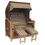 Strandkorb Teak XXL Taupe Hannover Streifen (ACHTUNG: Abbildung abweichend, hier Modell XL-130)