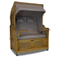 Strandkorb XXL Teak Bonn Karo taupe weiß (ACHTUNG: Abbildung abweichend, hier Modell XL-130)