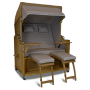Strandkorb XXL Teak Bonn Karo taupe weiß (ACHTUNG: Abbildung abweichend, hier Modell XL-130)