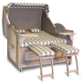 Strandkorb XXL Teak Vintage taupe Lüneburg karo taupe