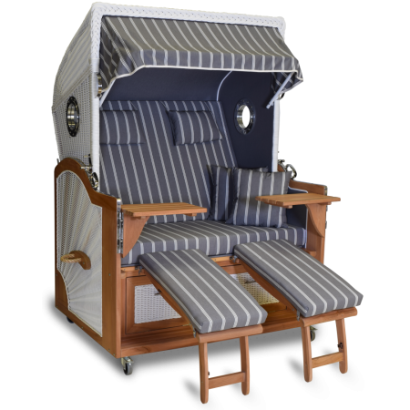 Strandkorb XL Teak Kassel grau Bullaugen