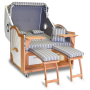 Strandkorb XL Teak Kassel grau Bullaugen